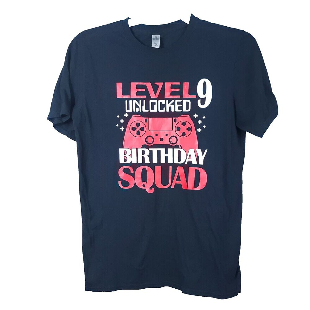 Level 9 Unlocked Gamer Youth Gaming T-Shirt 9th Birthday Tee Shirt Size M
